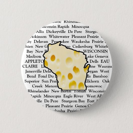 Wisconsin Cities Cheese Head Button (Voorkant)