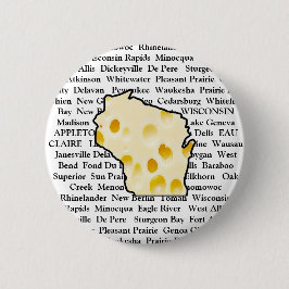 Wisconsin Cities Cheese Head Button