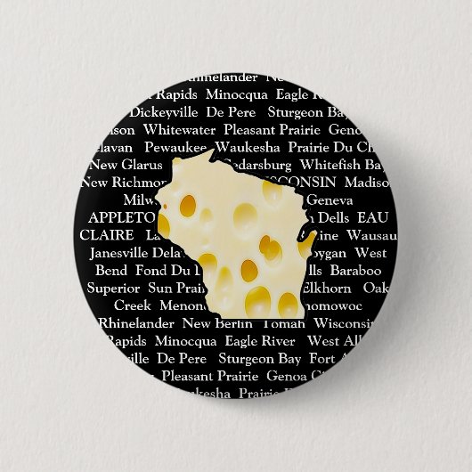 Wisconsin Cities Cheese Head Button (Voorkant)