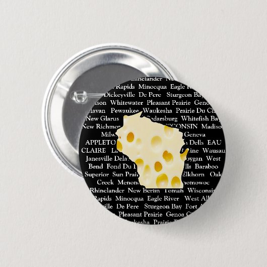 Wisconsin Cities Cheese Head Button (Voorkant /achterkant)