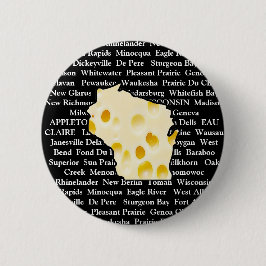 Wisconsin Cities Cheese Head Button