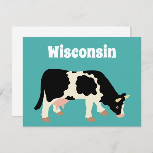 Wisconsin Dairy Cow Briefkaart (Voorkant / Achterkant)