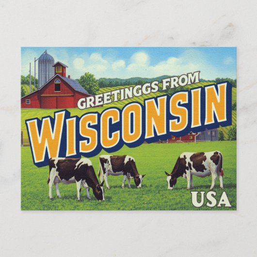 Wisconsin Dairy Farm Cows Greetings Briefkaart (Voorkant)