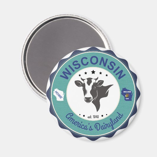 Wisconsin Dairyland Badge Magnet (Voorkant / Achterkant)