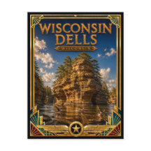 Wisconsin Dells Wisconsin Vintage Art Deco Goud