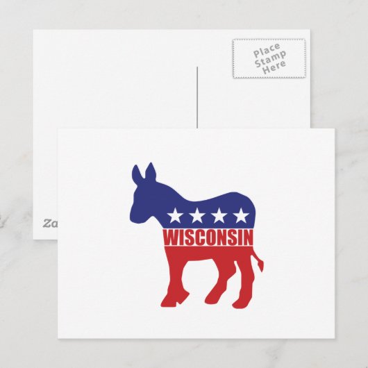 Wisconsin Democat Donkey Briefkaart (Voorkant / Achterkant)