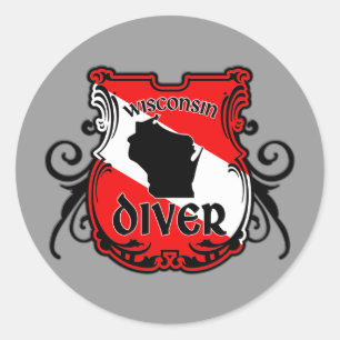 Wisconsin Diver Ronde Sticker