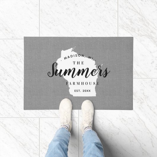 Wisconsin Family Monogram State Doormat Deurmat (Binnen)