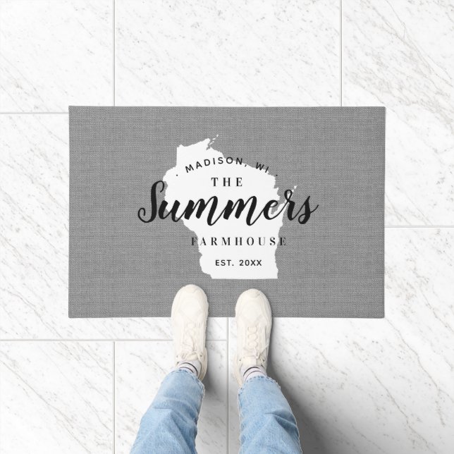 Wisconsin Family Monogram State Doormat Deurmat (Binnen)