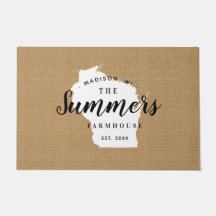 Wisconsin Family Monogram State Doormat