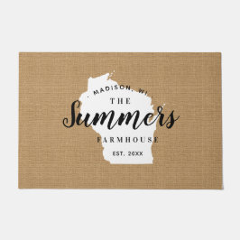 Wisconsin Family Monogram State Doormat Deurmat