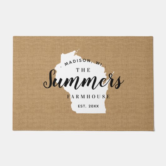 Wisconsin Family Monogram State Doormat Deurmat (Voorkant)