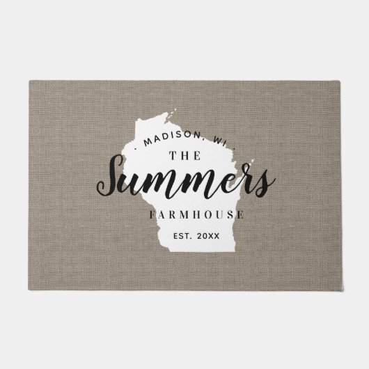 Wisconsin Family Monogram State Doormat Deurmat (Voorkant)