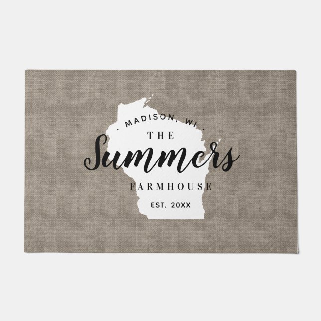 Wisconsin Family Monogram State Doormat Deurmat (Voorkant)