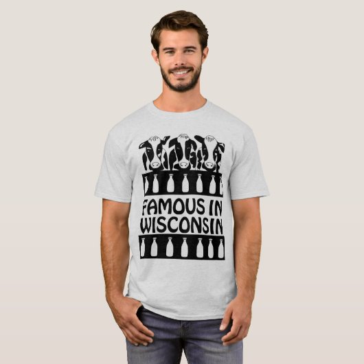 Wisconsin Famous Dairy Koe Funny Boerderij T-shirt (Voorkant volledig)