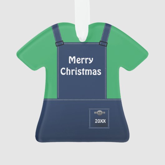 Wisconsin Farmer Bib - Overalls Custom Kerstmis Ornament (achterkant)