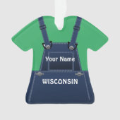 Wisconsin Farmer Bib - Overalls Custom Kerstmis Ornament (voorkant)