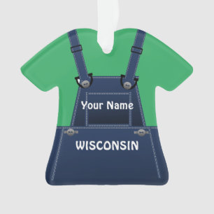 Wisconsin Farmer Bib - Overalls Custom Kerstmis Ornament