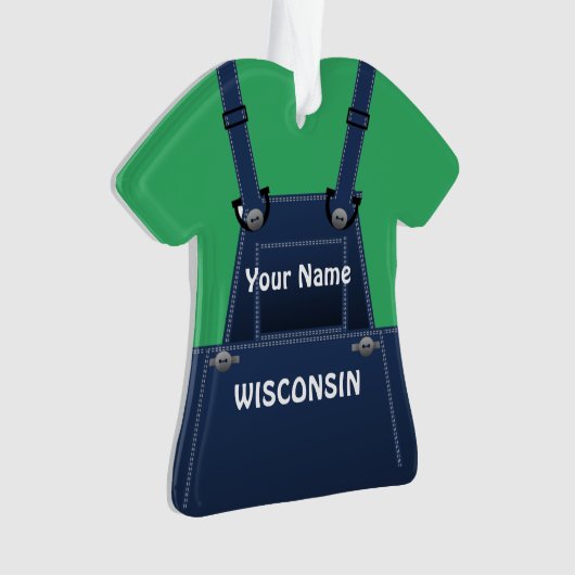 Wisconsin Farmer Bib - Overalls Custom Kerstmis Ornament (voorkant)