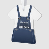 Wisconsin Farmer Bib overalls Kerstmis Ornament (voorkant)