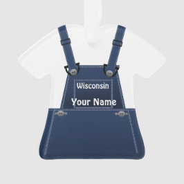 Wisconsin Farmer Bib overalls Kerstmis Ornament