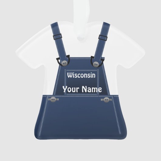 Wisconsin Farmer Bib overalls Kerstmis Ornament (voorkant)