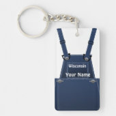 Wisconsin Farmer Bib Overalls Sleutelhanger (Voorkant)