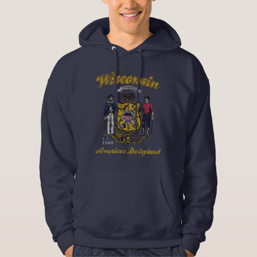  Wisconsin Flag America's Dairyland Hoodie (Voorkant)
