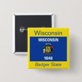 Wisconsin Flag Button (Voorkant /achterkant)