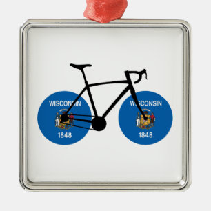 Wisconsin Flag Cycling Metalen Ornament