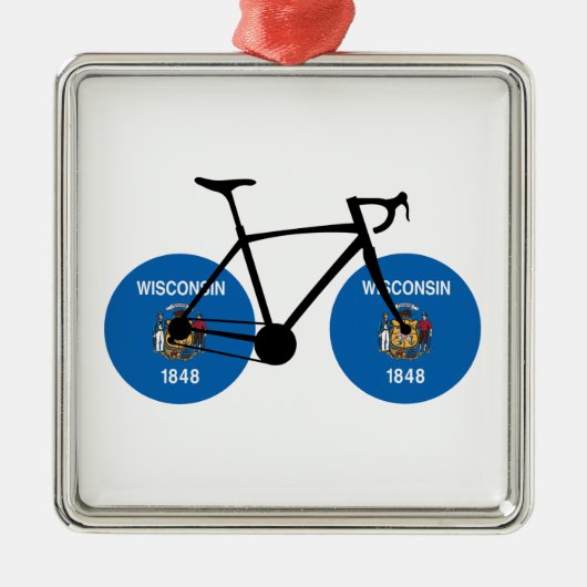 Wisconsin Flag Cycling Metalen Ornament (Voorkant)
