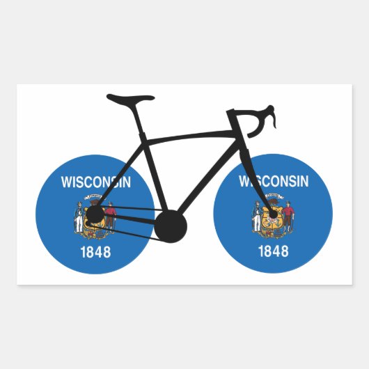 Wisconsin Flag Cycling Rechthoekige Sticker (Voorkant)