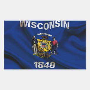 Wisconsin Flag Fabric Rechthoekige Sticker
