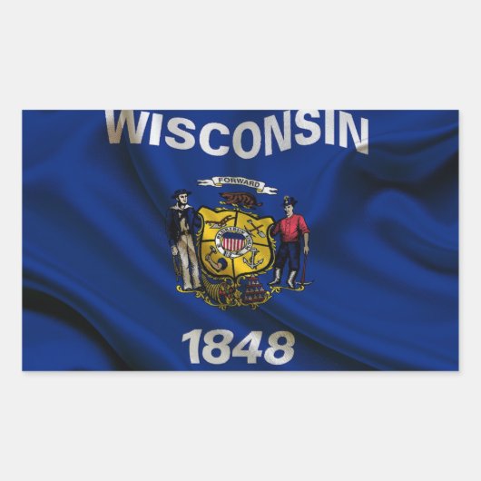 Wisconsin Flag Fabric Rechthoekige Sticker (Voorkant)