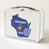 Wisconsin Flag & Flower Blue Violet Aangepaste naa (Voorkant)
