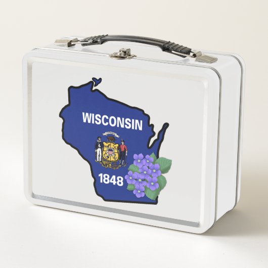 Wisconsin Flag & Flower Blue Violet Aangepaste naa (Voorkant)