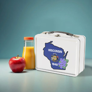 Wisconsin Flag & Flower Blue Violet Aangepaste naa