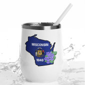 Wisconsin Flag & Flower Blue Violet Aangepaste naa