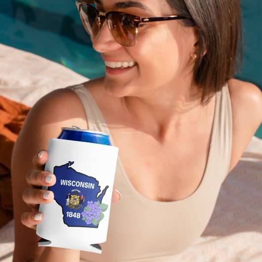 Wisconsin Flag & Flower Blue Violet Aangepaste naa Blikjeskoeler