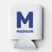 Wisconsin Flag & Flower Blue Violet Aangepaste naa Blikjeskoeler (Achterkant)