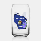 Wisconsin Flag & Flower Blue Violet Aangepaste naa Blikvorm Glas (Voorkant)