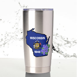 Wisconsin Flag & Flower Blue Violet Aangepaste naa Geïsoleerde Drinkbeker