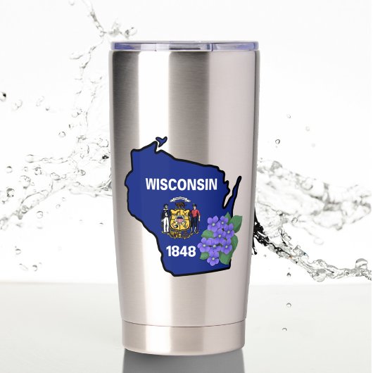 Wisconsin Flag & Flower Blue Violet Aangepaste naa Geïsoleerde Drinkbeker