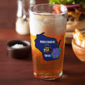 Wisconsin Flag & Flower Blue Violet Aangepaste naa Glas