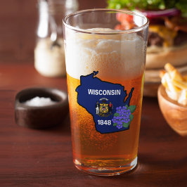 Wisconsin Flag & Flower Blue Violet Aangepaste naa Glas