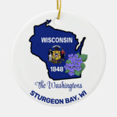 Wisconsin Flag & Flower Blue Violet Aangepaste naa Keramisch Ornament (Voorkant)
