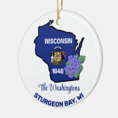 Wisconsin Flag & Flower Blue Violet Aangepaste naa Keramisch Ornament (Links)