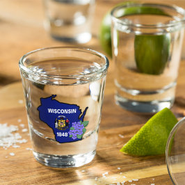 Wisconsin Flag & Flower Blue Violet Aangepaste naa Shot Glas