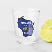 Wisconsin Flag & Flower Blue Violet Aangepaste naa Shot Glas (Voorkant)