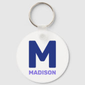 Wisconsin Flag & Flower Blue Violet Aangepaste naa Sleutelhanger (Achterkant)